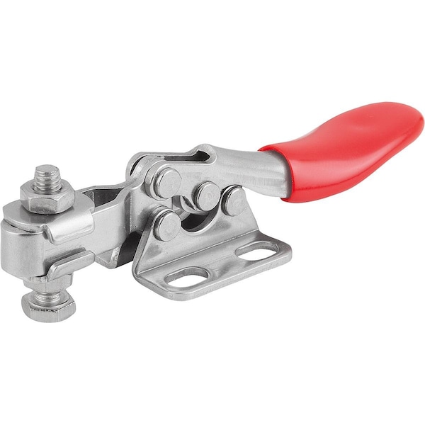 Toggle Clamp Standard L=79, Form:A Stainless Steel, Horizontal Foot, Comp:Plastic, Comp:Red, F2=500